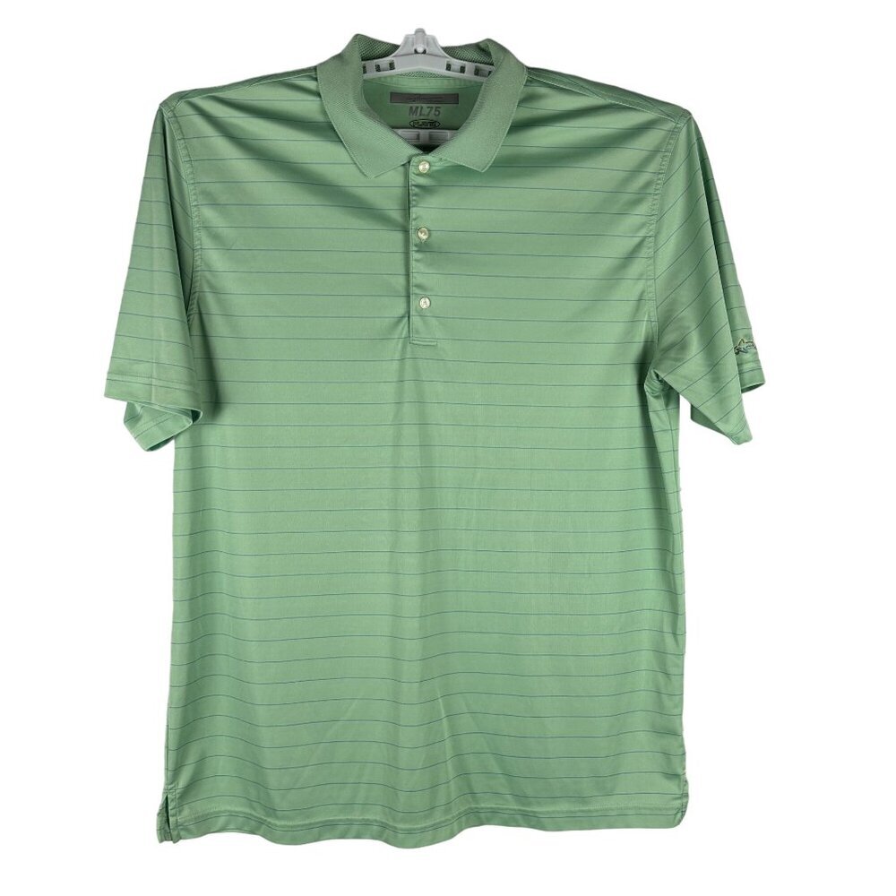 Greg Norman ML75 Mens Size XL Play Dry Polo Shirt Light Green Stripe